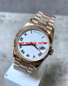 BP Maker Erkekler 36mm DD 128235 ROSEGOLD KASASI YÜKSELTME Mekanik Otomatik Hareket 2 End Bağlantılar Başkan Bilezik Paslanmaz Çelik Spor Kolluluğu