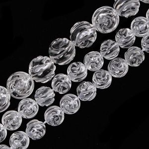 Crystal Natural White Clear Quartz Pärlor 15 '' Flower Rose Shape Diy Loose Crystal Pärlor för smycken Making Pärlor Armband Halsbands gåva