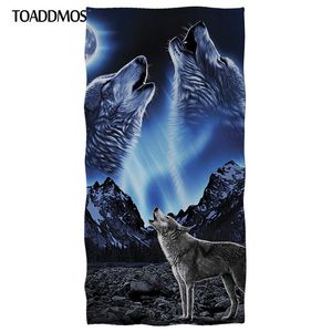 Toaddmos Cool Wolf Wzorka Facecloth Miękki ręcznik do kąpieli dla dzieci dorośli twarz włosy Szybki suchy ręcznik Premium Washcloth Toalla Playa