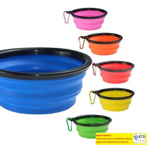 Pet Dog Bowls Silicone Puppy Collapsible BowlPet Feeding Bowl with Climbing Buckle Travel Portable Dogs Food Container SN4459