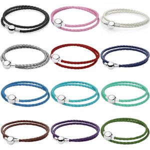 Bangles Orijinal 925 STERLING Gümüş 1646cm Orijinal Deri Ball Toka Popüler Bileklik Boncuk Charm DIY Takı için Yılan Bilezik