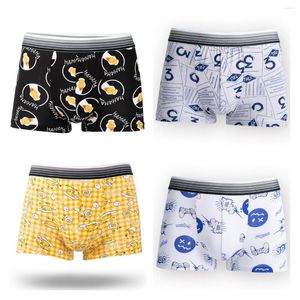 Mutande 4 pz/pacco Uomini Boxer Intimo Maschio Adolescente Carino Mutandine Stampati Cartoni Animati Mutandine Combinazione Pantaloncini Morbidi Breathbale