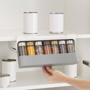 Hooks & Rails Household Spice Rack Punch-free Bottle Storage Holder Seasoning Cabinet For Kitchen Supplies StorageHooks