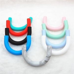 Crystal Chengkai 10st U Tube Silicone Pendant Teether Pärlor DIY BPA gratis baby Pacifier Dummy Tinging Nursing Sensory Jewelry Toy Pärlor