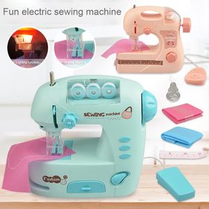 Other Toys Mini Sewing Machine Toy Portable Hand-held Clothes Sewing Machine DIY Play House Toy For Children Kids Mini Furniture Toy 230520