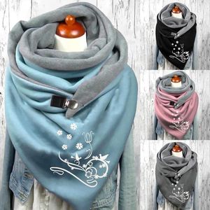 Halsdukar kvinnor halsduk retro tryckknapp mjuk wrap hijab damer vinter varma avslappnade sjalar kvinnliga multi-syfte wraps foulard