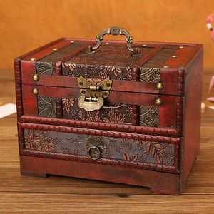 Pudełka orientalna organizator biżuterii Trybelet pamiątka klatka piersiowa drewniana skrzynia skarbowa z lustrzaną szufladą prezent fotografowania