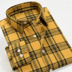 Herrklänningskjortor 2023 Spring och Autumn Men's Business Plus Size Casual Long-ärmad skjorta Fashion Loose Check Overize 9xl 10xl