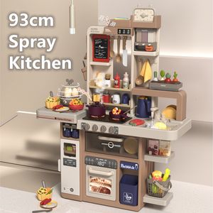 Kitchens Play Food 93cm Big Kitchen Toy Children S House Kitchenware Set Simulation Spray Baby Mini Cooking Toys Christmas Gifts For Girl 230520