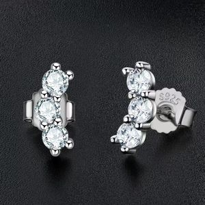 Kolczyki modne 925 Sterling Silver 3mm Moissanite Studs Kolczyki Kobiety Ins Biżuter Pleatowane białe złoto 3 Kamienne Studs Ear Pass Test Pass