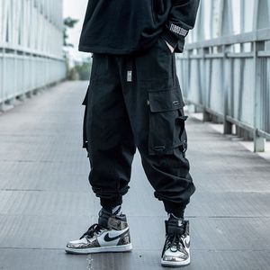 Mäns byxor Prowow Spring Autumn Men Hip-Hop Style Sport Pants Black Harem Overalls med Multi-Pocket Ribbon Casual Streetwear 230519