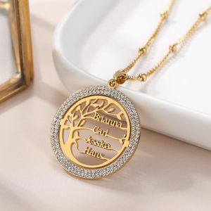 Necklaces Personalized Family Tree Necklace with Delicate Zircon Crystals Custom Name Necklace Pendant Jewelry Gift For Women Girls