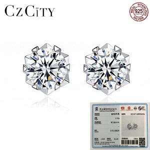 Stud CZCITY 1 Carat Moissanite Stud Earrings for Women Bride Wedding 925 Sterling Silver Diamond Fine Jewelry Christmas Gifts