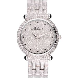 Women s Rates Luxury Melissa Lady Assista Elegante CZ Full Fashion Grande Horas Bracelete Cristal Relógio Garota de aniversário Caixa de presente 230519