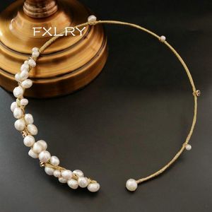 Halsketten FXLRY Original Design handgemachte natürliche Süßwasserperle Elegante Halskette für Frauen Brauthochzeitsschmuck