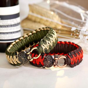 Bracelets Nordic Outdoor Warrior Helmet Lanyard Bracelets Men Antique Vikings Accessories Paracord Bangles homme Handmade