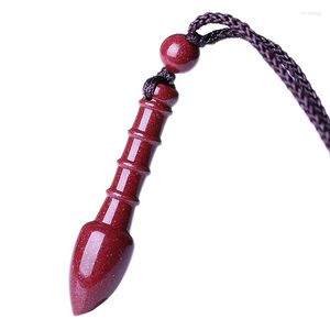 Подвесные ожерелья Purple Gold Sand Natural Cinnabar Caring Wencang Wencang Pendants Удачи для студенческой веревочной цепной колье ювелирные изделия Joursneige