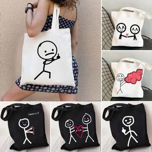 Bolsas de noite sorriso engraçado Figuras de arte de arte de casal simples e fofas AMO CORAÇÃO COMPRINA MULHERM MULHER