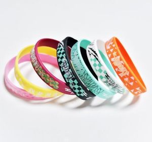 Bangle Hot Sale 50 pcs Anime Kimetsu no Yaiba Wristband Silicone Promotion Gift Filled In Color Bracelet Creative