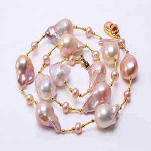 Chains Baroque Freshwater Cultured Pearl Necklace Party Jewery For Women Gift 25 Inches
