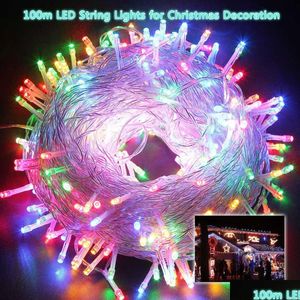 Party Decoration 10M 100Leds Lead Led Strings Night Light With Us/Eu Plug Ac220/110V 9 Colors Festoon Lamps Waterproof Outdoor Light Dhwfn