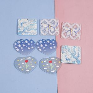 Crystal New 50st/Lot Color Flowers/Fjärilsmönster Print Geometry Hearts/Square Shape Acrylic Beads Diy Jewelry Earring Accessory