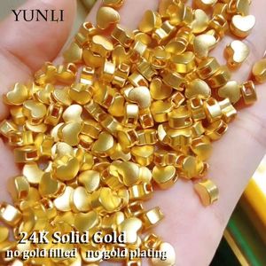 Halsband Yunli 999 Pure Gold Real 24K Gold Heart Pendant Halsband Solid 18K AU750 Gold Chain for Women Fine Jewelry Wedding Present