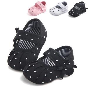 First Walkers 2023 Born Baby Girl Shoes Cute Polka Dot Princess Kid Anti-slip On 0-18 Months Toddler Crib Hook Loop