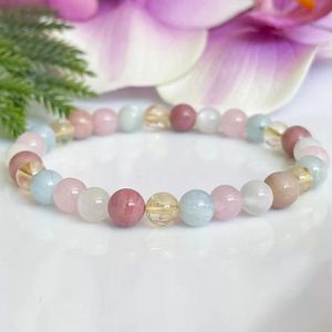 MG1907 6 MM Gold Rutilated Quartz Aquamarine Rhodonite Mixed Bracelet Womens Gemstone Crown Chakra Wrist Mala Yoga Jewelry