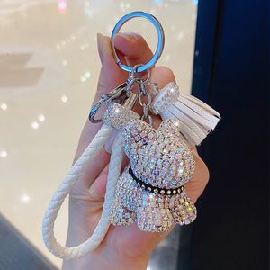 Neue Strass Französisch Bulldog Schlüsselbund Cartoon Auto Quaste Schlüssel Ring Halter Pitbull Anhänger Tasche Llaveros Mujer Schmuck zubehör