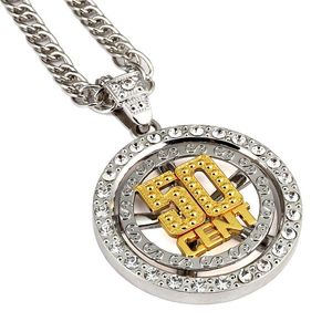 Naszyjniki męskie biżuteria 50 cent wisiorek Naszyjnik długi łańcuch Złoty Srebrny Moda Spersonalizowany prezent hip hopu dla kobiet 2021 NOWOŚĆ