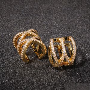 Ear Cuff Iced Out Gold Earrings Fashion Sier Womens Earring Bone Clip Hip Hop Jewelry Drop Delivery DHG8K