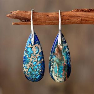 Knot Natural Blue Sea Sediment Stone Dangle Drop Earrings Healing Inner Peace Meditation Balance Health Gemstone Earring Women Jewelr