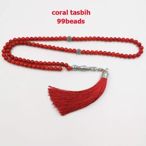 Pulseiras eid presente 99 natural vermelho coral tasbih 2021 tudo é nova moda feminina pulseiras arábia saudita moda jóias