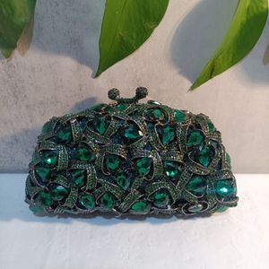 Evening Bags Emerald Green Women Stones and Clutches Bridal Purse Handbags Wedding Party Dinner Clutch Bag Jade 230519