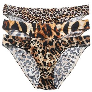 Underpants Leopard Print Sexy Mens Underwear Breathable Male Panties Gay Bikini Briefs Low Rise Cueca Masculina Hombre Sleepwear