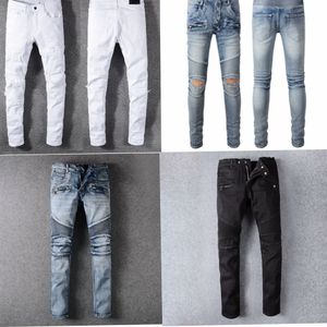 Lyxdesigner denim lila jeans orolig mode rak mäns cyklist hål stretchig denim casual jean män mager byxor elasticitet kvinnor man rippade byxor