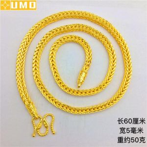 Necklaces Luxury Thailand Sand Gold Necklace Thick Snake Bone Yellow Gold Color Chain Necklace for Men Wedding Engagement Jewelry Gifts