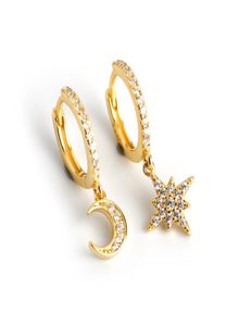 High Quality 925 sterling silver woman charm Earrings Retro Simple Cubic Zirconia Earring Star Crescent Moon Jewellery China Facto5491110