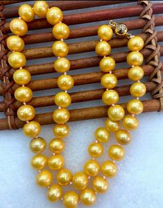Naszyjniki AAA+ prawdziwe 910 mm Morze Południowe Naturalny złoty barokowy naszyjnik perłowy 1825 ”