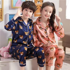 Tecknad silkesbarn pyjamas för tjej set höst långärmad flickor sömnkläder uppsättningar pojkar pyjamas uppsättningar för barn pyjamas set y2003282596