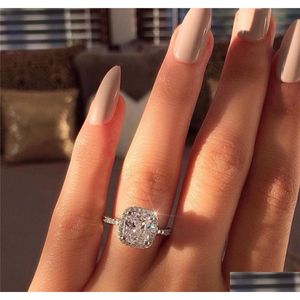 Fedi nuziali Promise Ring 925 Sterling Sier Cushion Cut 3Ct Diamond Engagement For Womens Fashion Jewelry Drop Delivery Dht69