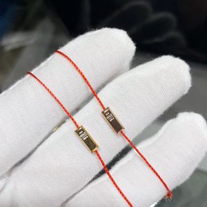 Bangle Famous Brand Pure V Gold Luck Red Rope Bracelet Charms 18K Rose Gold Bullion Shape Bangle For Gilrs Women Luxury Jewelry Gift