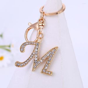 Anahtarlık Moda Kadınlar Anahtarlık 26 Alfabe Mektubu Rhinestone Anahtar Halkası Charm Chain Accessoreis Kadın Araba Çantası Anahtarlama Sahibi