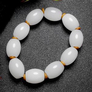 Bangle Genuíno Natural Branco Jade Pulseira Homens Mulheres Cura Jóias Real Chinês Hetian Jades Pedra Pulseiras Sorte Amuleto Acessórios