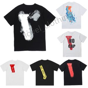 Vlone Mens Womens Designers Camisetas Verão Solto Marcas de Moda Tops Homem Tees Algodão Casual Impresso High Street Luxurys Roupas Roupas