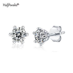 Stud Six Claw Moissanite Earrings 8 Hearts Arrows Cut 925 Sterling Silver Stud Earrings for Women Wedding Engagement Diamond Jewelry