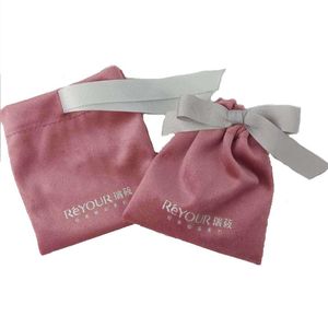Display Pink Velvet Gift Bags Jewelry Ribbon Sack 8x10cm (3x4inch) 10x12cm((4x4.7inch) Eyelashes Makeup Drawstring Pouches