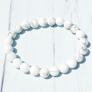 Bracciali MG0389 Bracciale Howlite bianco da 8 mm Bracciale energetico alla moda per le donne Bracciale Chakra con pietre preziose Bracciale all'ingrosso