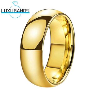 Ringar 8mm 6mm Gold Tungsten Carbide Ring for Men Wemen Douped Wedding Band Polished Finish Comfort Fit